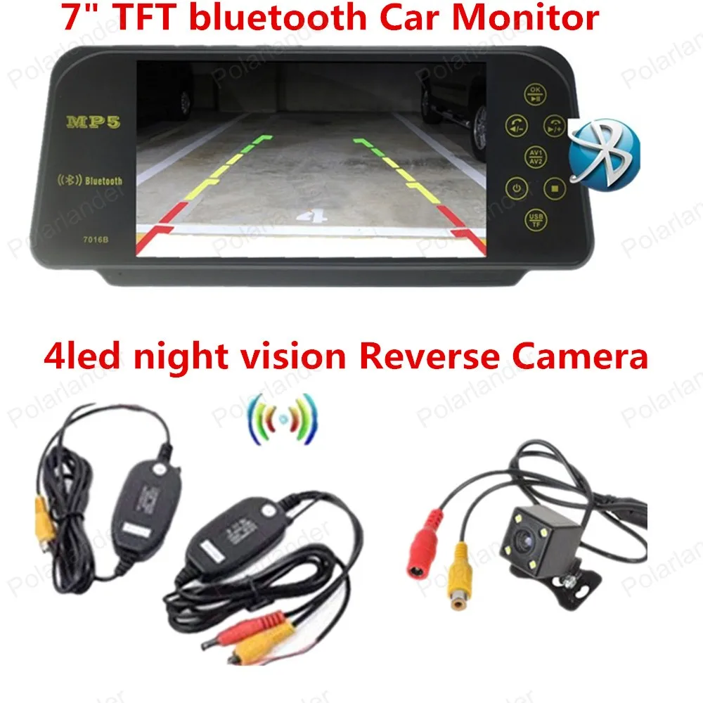 with wireless bluetooth 7 Inch TFT LCD Color Display Screen Car Rear View Monitor 4 led rear view camera |