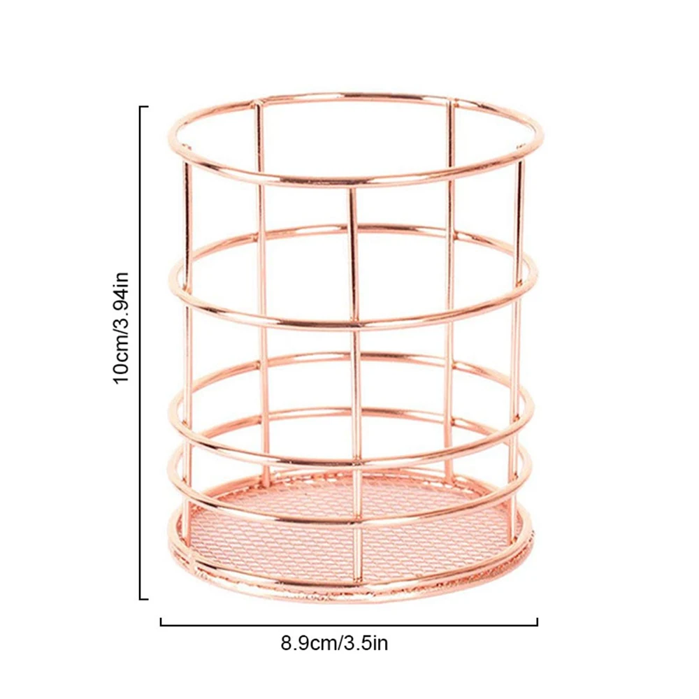 Rose Gold Metal Pen Holder Box Case Makeup Brush Barrel Home Office School Desk Stationery Organizer Supplies | Дом и сад