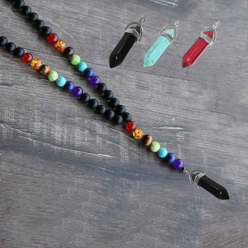 Fashion Women Jewelry Long Necklace Ohm Nature Stone Pendant Meditation Bead Yoga 7 Chakra | Украшения и аксессуары