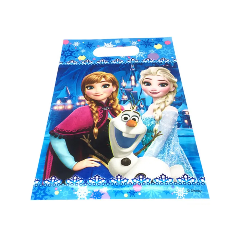 6 шт Disney Frozen Queen Elsa тема пластиковый мешок Loot сумка для Sanck Конфеты Ювелирные
