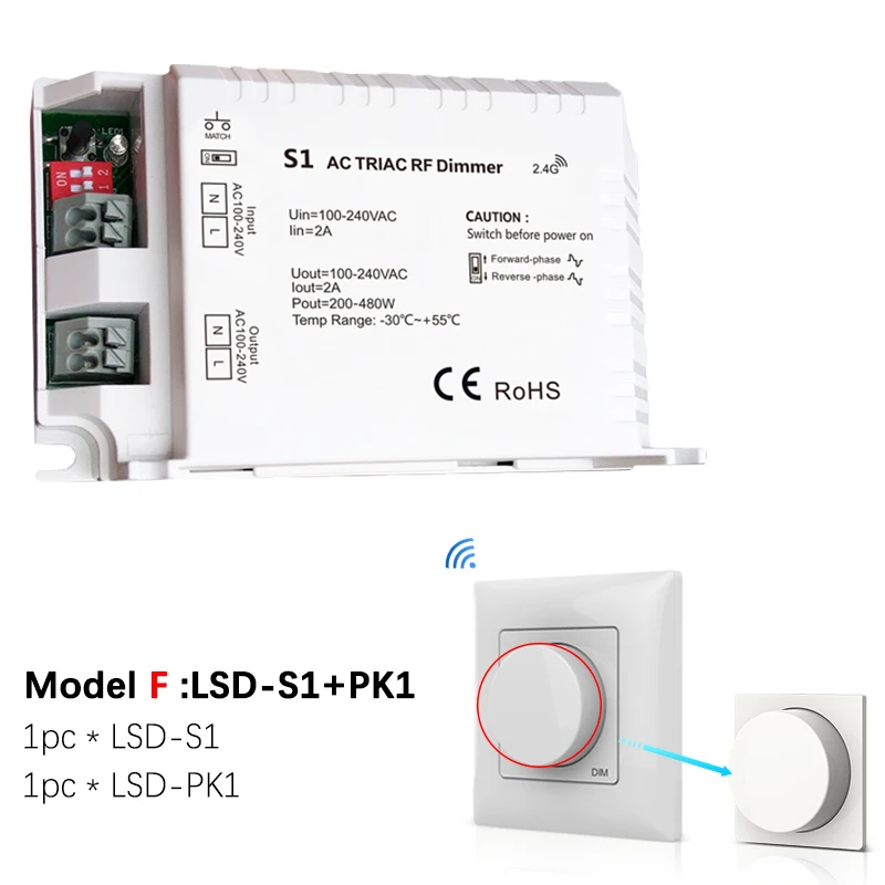 Симистор светодиодный диммер AC 220V 230V 110V Беспроводной RF пульт дистанционного управления с регулируемой яркостью ручка Wifi умный светильник Диммер для светодиодный лампы - Цвет: Model F