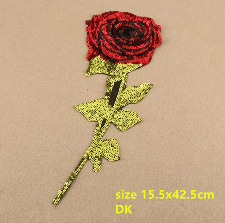 

New arrival 5 pcs 15.5x42.5cm big flower sequins Sew On popular Patches garment vest Appliques DK free shipping