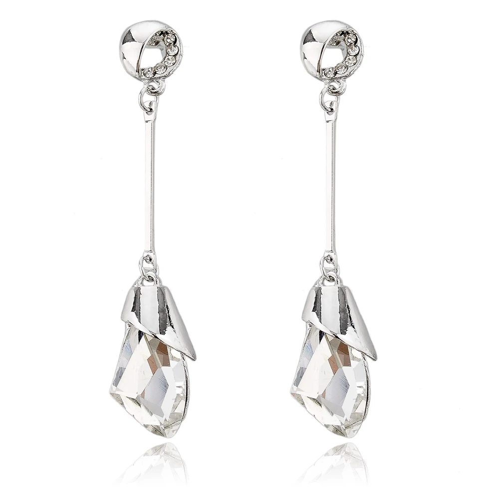 Женские длинные серьги капельки Szelam зеленые сережки золотого цвета с фианитом