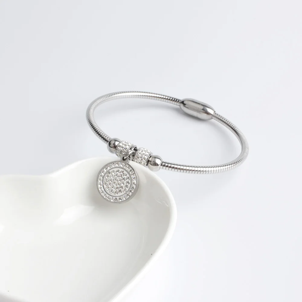 FINE4U B112 Love Snake Chain Bracelet &amp Bangle 316L Stainless Steel Charm Bracelets 2019 Fashion Magnet Clasps | Украшения и