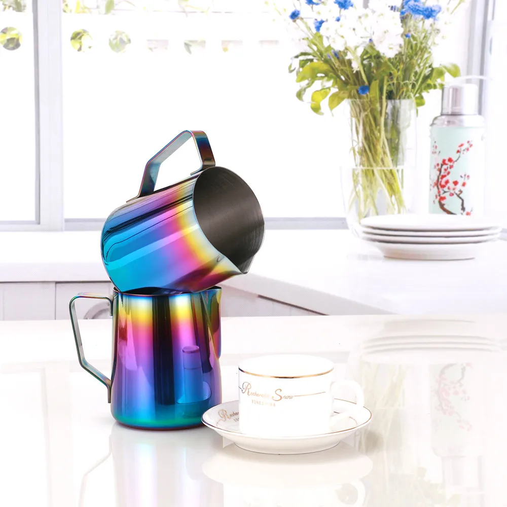 

20OZ Colorful Stainless Steel Frothing Pitcher Pull Flower Cup Espresso Cappuccino Art Pitcher Jug Milk Frothers Mug Coffee Tool