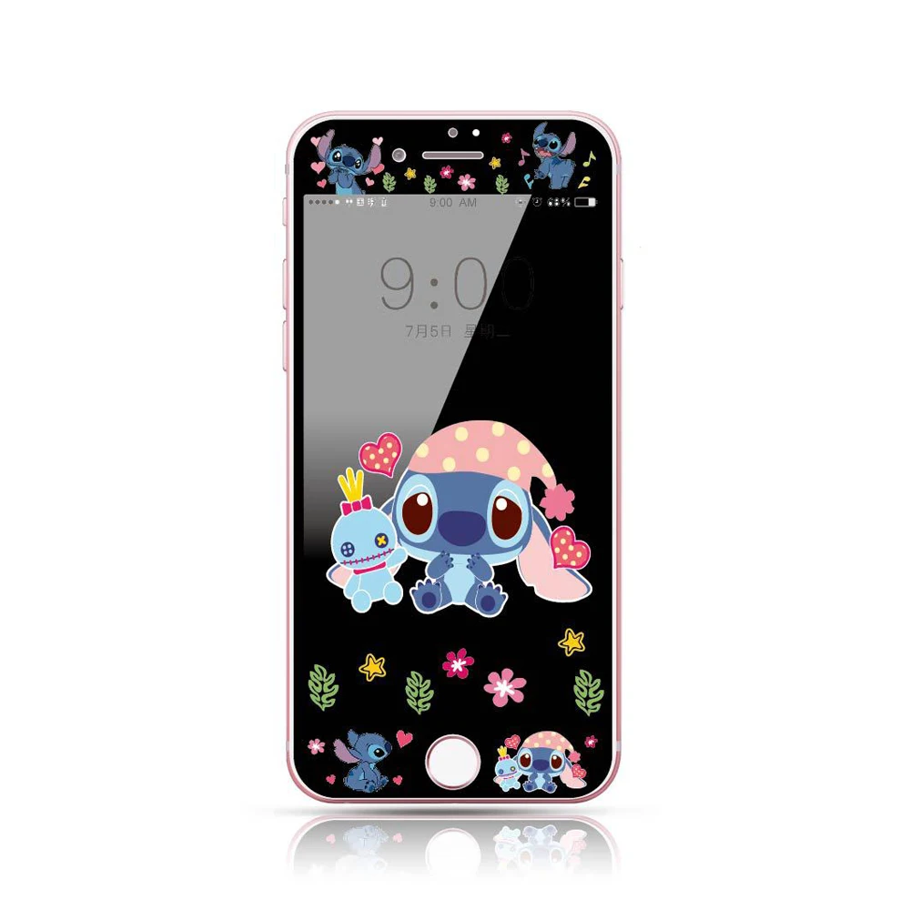 3D углеродное волокно мультфильм Закаленное стекло пленка для iPhone 6 6s 7 8 Plus Kitty Doraemon мышь Кумамон защитный экран протектор