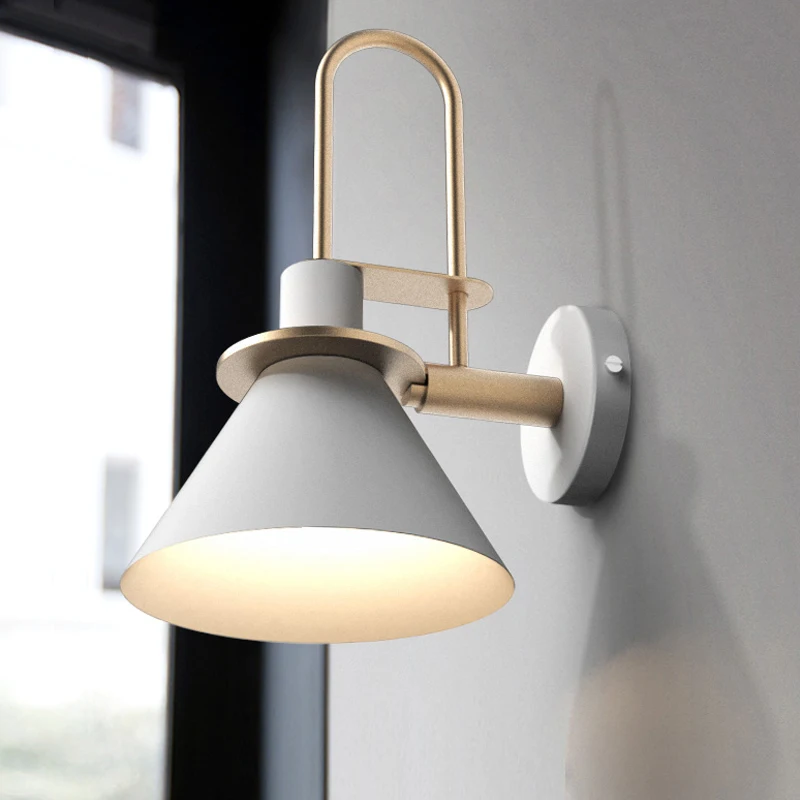 personality creative design fashion modern minimalist living room lamp aisle bedroom bedside wall black metal light | Лампы и