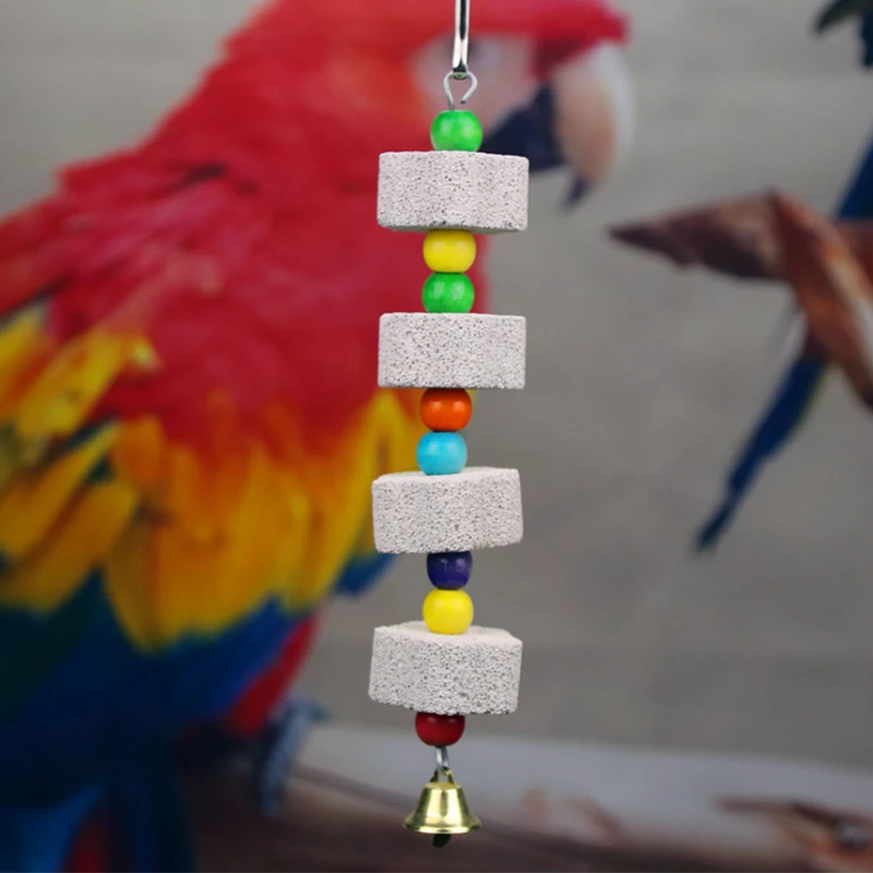 

1 Pcs Birds Parrot Grinding Stone Chewing toy Mouth Stone toys Hanging String Mineral Parakeet Cockatiel Bird Cage Accessories