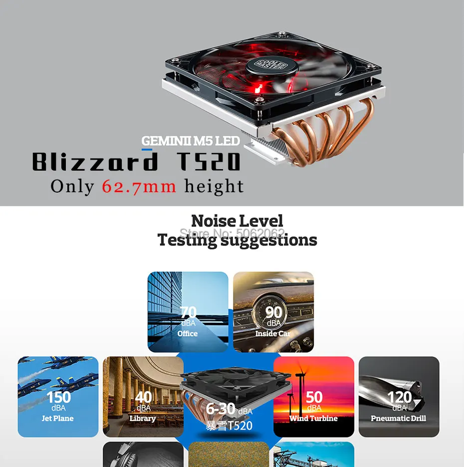 Cooler Master RR-T520-16PK кулер для процессора 5 heatpipe 12 см светодиодный тихий вентилятор для мини-чехол HTPC Intel AMD Настольный ПК Радиатор охлаждения процессора