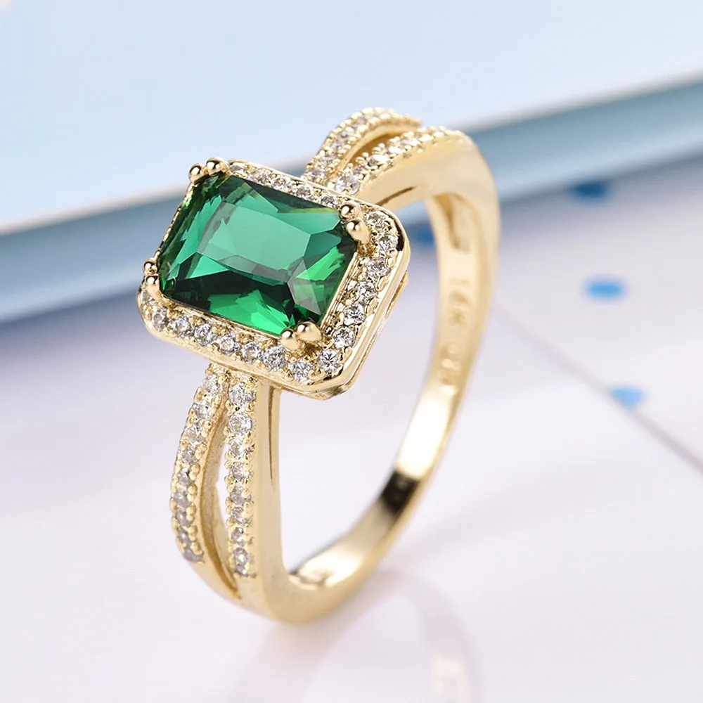 Женские квадратные кольца MOLIAM из кубического циркония светло-синего/зеленого