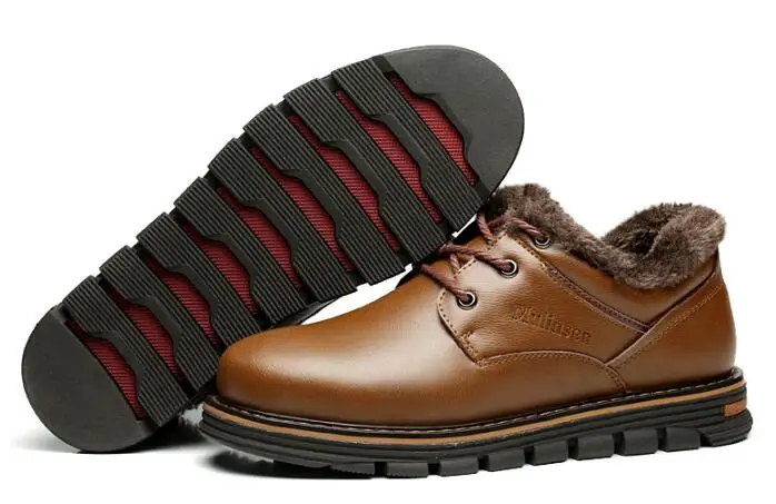 260087 MULINSEN Men Winter Boots Snow for top quality Warmest Genuine Leather shoes | Обувь