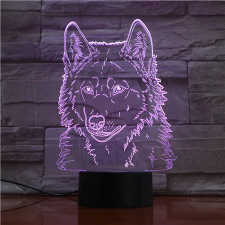 Волчья Голова 3D животное моделирование Настольный светильник светодиодный USB