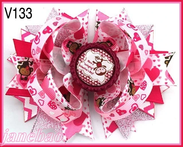 Бесплатная доставка 24 шт. банты для волос на День святого Валентина девочек из