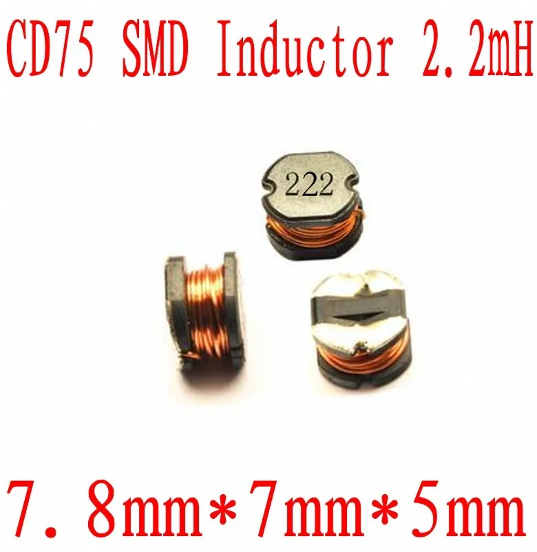 

1000pcs/lot SMD Power Inductor CD75 2.2MH 222 Chip power inductor 7.8*7*5MM