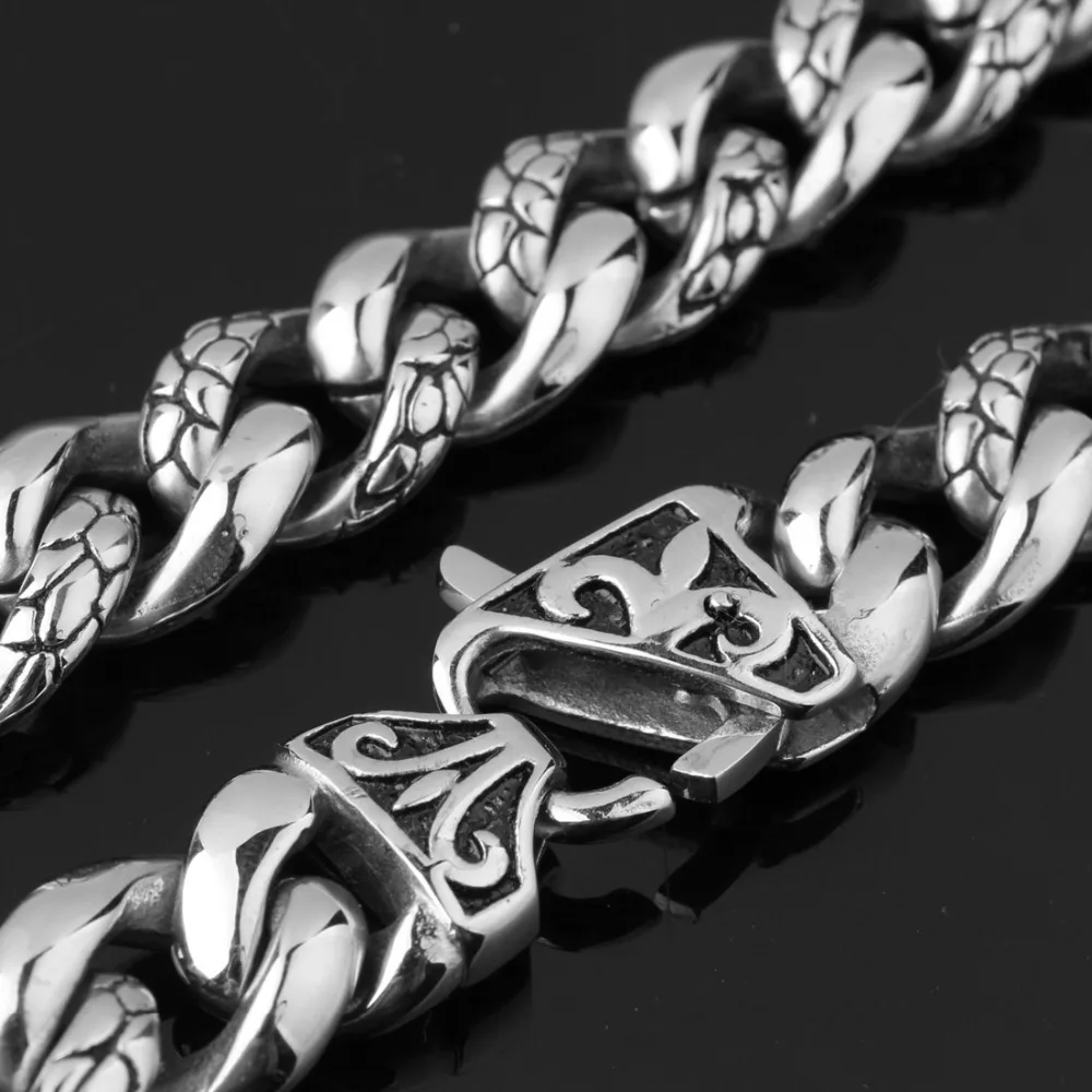 Модная Серебряная Пряжка из нержавеющей стали 14 мм кубинский панцирный узор цепь