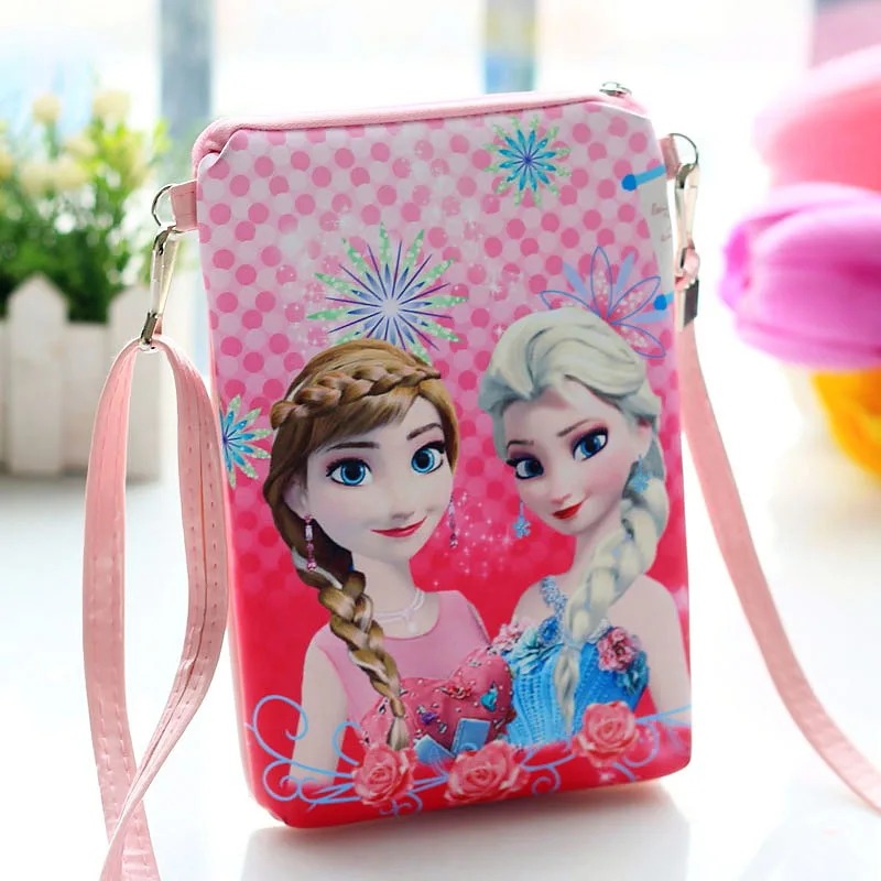 Disney Pu мультфильм милый Эльза Анна плюшевый кошелек девушка вертикальная сумка для еды двойная сумка через плечо на молнии мобильный телефон сумка замороженная - Цвет: 5