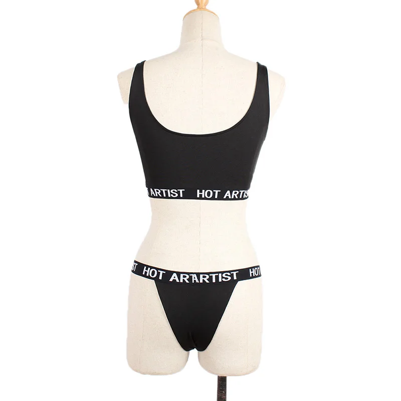 

Комплект женского нижнего белья с буквенным принтом, бюстгальтер и трусы