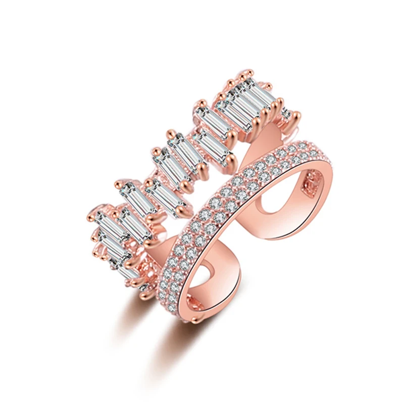 Женское Двухслойное кольцо с микро цирконием регулируемое свадебное