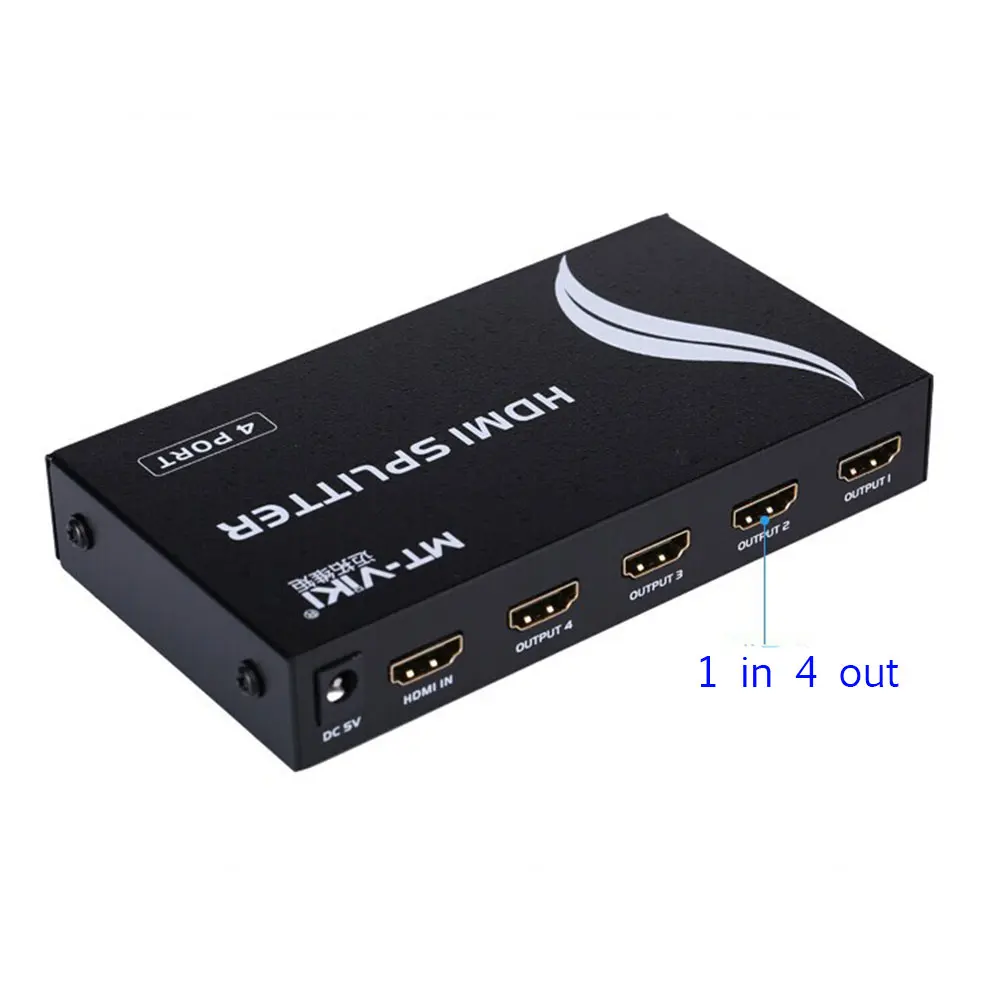 Hdcp Eletryc 1*4 Портов Hdmi Splitter Версии 1.4b Metal Box for Full Hd 1080 P Mt-sp114 (один Вход на 4 Выхода) |