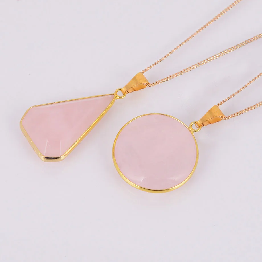 Ожерелья и подвески из натурального камня розовая подвеска в виде кристалла для