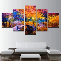canvas hd prints paintings for living room home decor 5 pieces color abstract park night view posters bridge pictures wall art