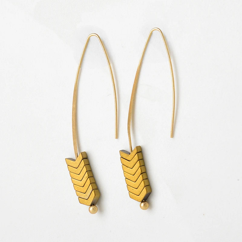 Boho Стиль 8 цветов зеленый камень свисающие серьги для женщин в винтажном стиле