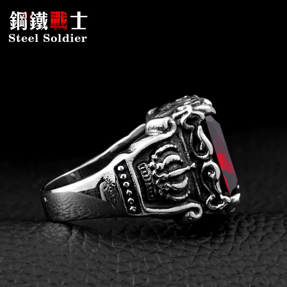 Мужское Винтажное кольцо из нержавеющей стали стальное в виде воина Готическая