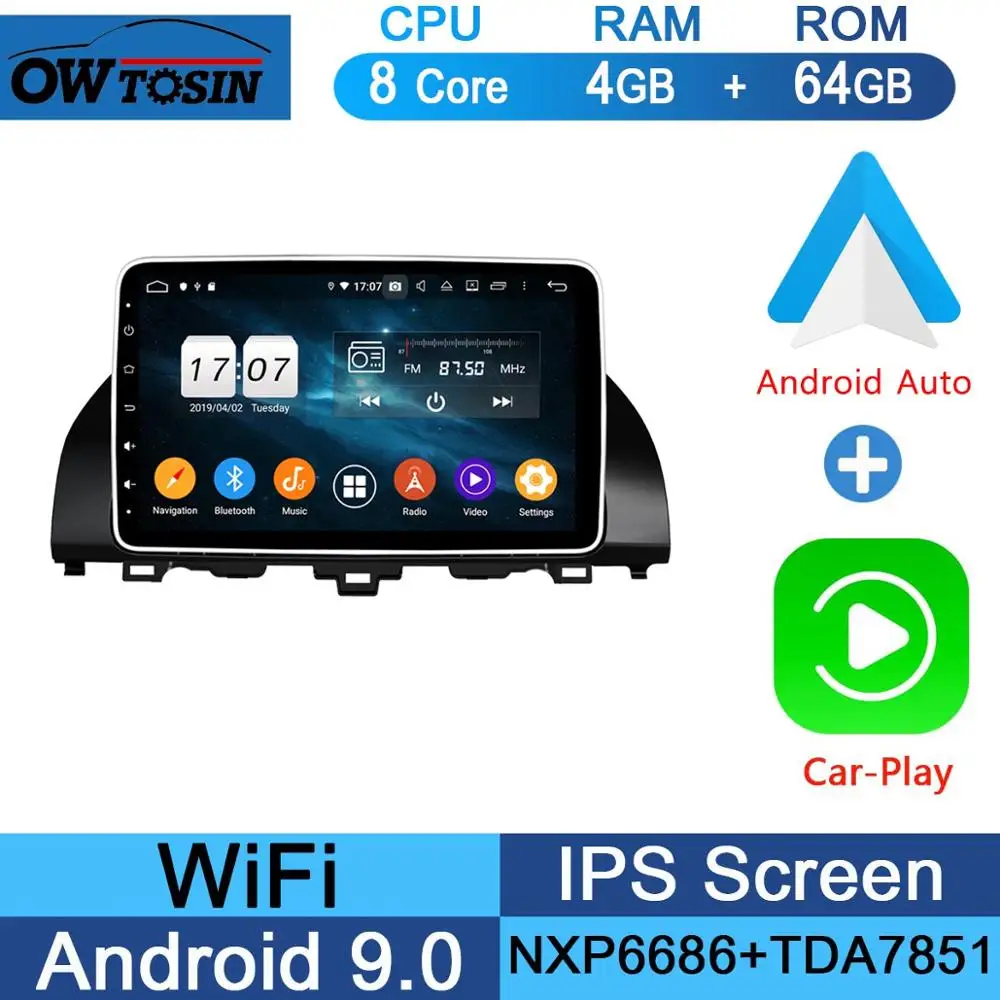64G CarPlay Android 10," ips Android 9,0 8 ядерный 4 Гб ram+ 64 ГБ rom Автомобильный DVD радио плеер gps для Honda ACCORD 10 DSP CarPlay Parrot BT Adas стерео - Цвет: 64G CarPlay Android