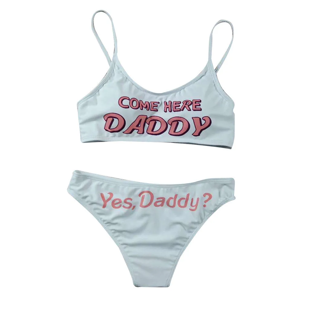 

2019 Fashion New Women Letter Print Swimmer Suit Push-Up Pad Fashion Sexy Swimwear Bathing Beachwear Sets30