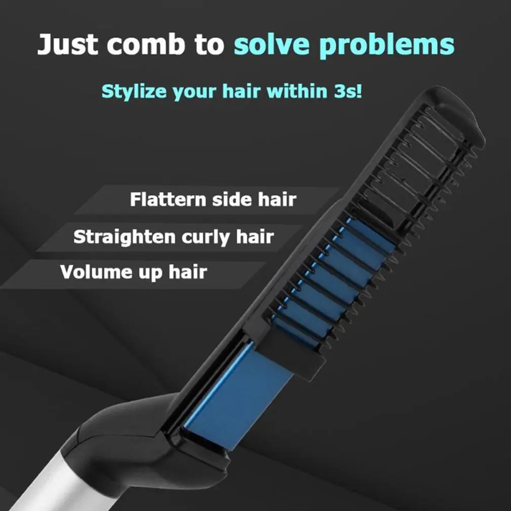 

Men Quick Beard Straightener Styler Comb Multifunctional Hair Curling Curler Show Cap Tool Electric Hair Styler for Men Dropship