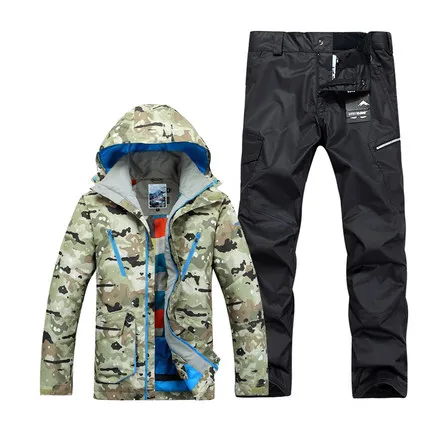 GSOU зимний мужской Камуфляжный лыжный костюм зимняя теплая ветрозащитная