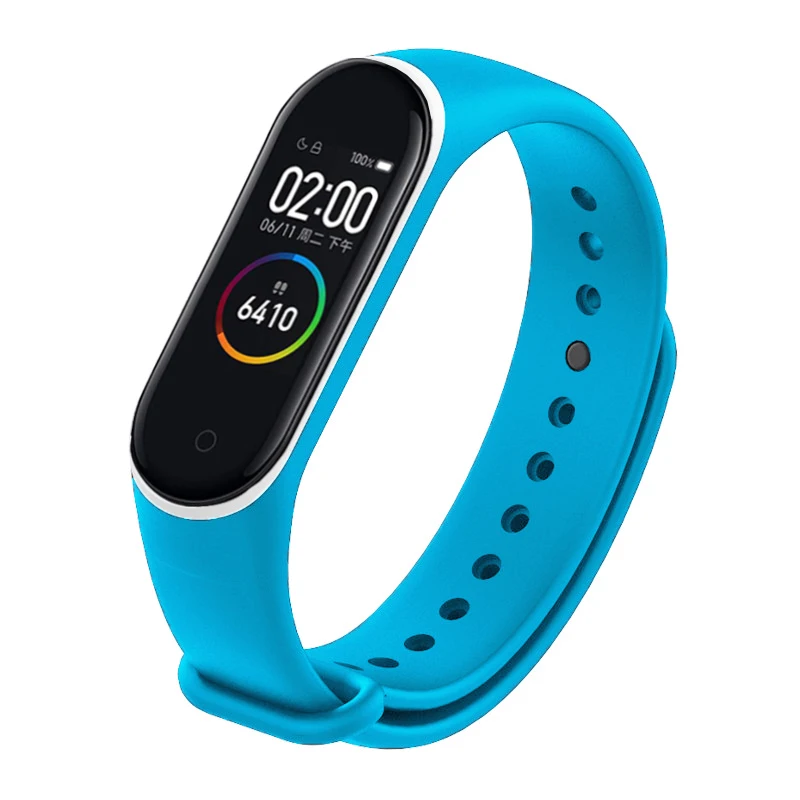 Blue white Яркие силиконовые часы, ремешок для Xiaomi mi, браслет 4, браслет для mi Band 4, часы, двойной цвет, сменный ремешок на запястье - Цвет: Blue white