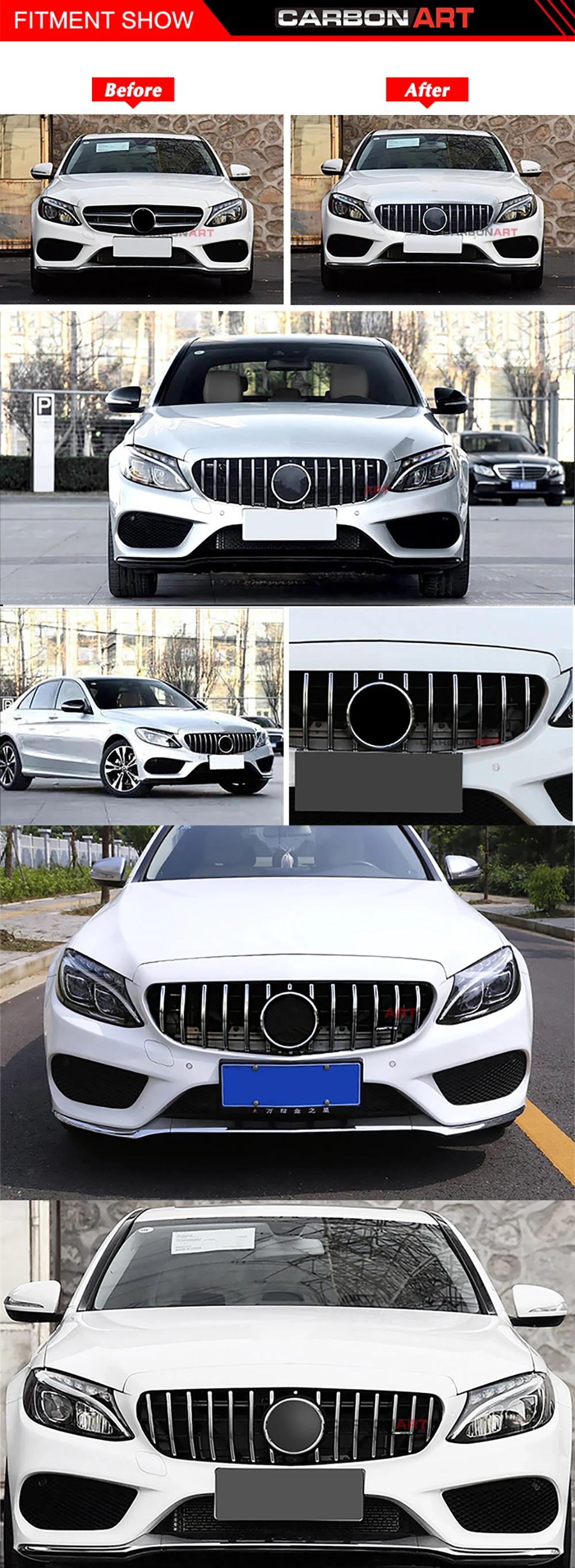 Решетка радиатора W205 GT style для Mercedes Class W205 решетка радиатора переднего бампера для C class w205+ решетка гоночного автомобиля