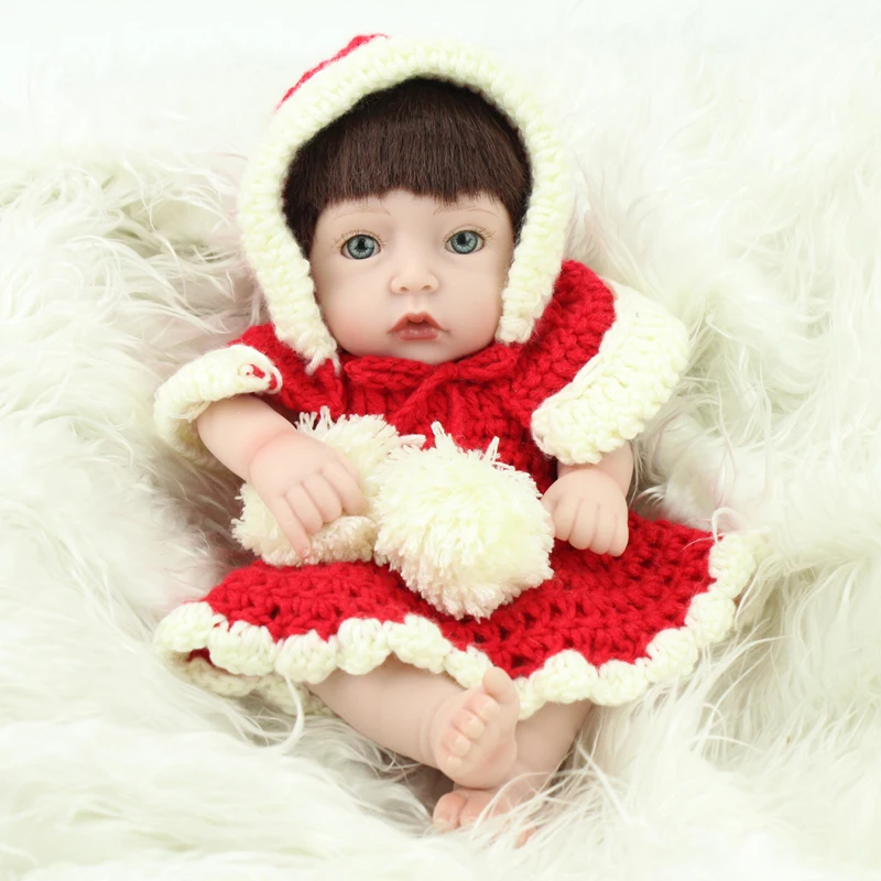 Мини силиконовые куклы Reborn Baby ручные имплантаты коричневые синтетические волосы