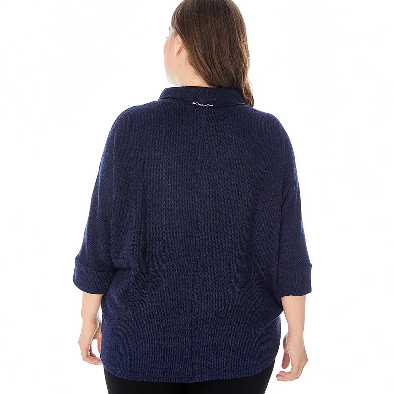 MG 2019 Fall Womens Seven-quarter sleeve Sweater fashion ladies Plus Size Casual mom office lady elegant tops 4XL 5XL 6XL Женская