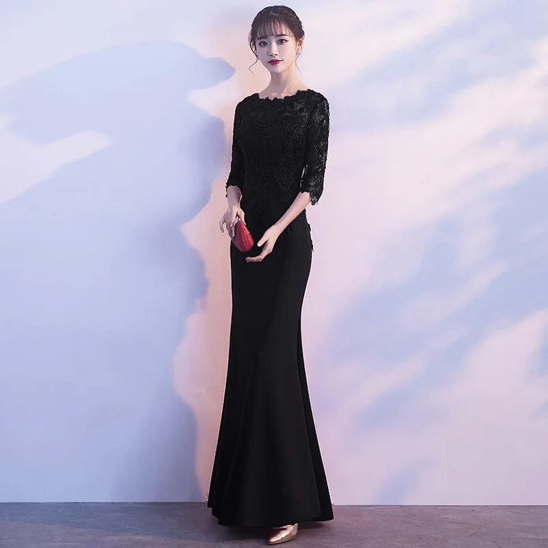 DongCMY Новые Длинные Формальные бордовые кружевные вечерние Платья Vestidos Русалка халат de soiree элегантное платье