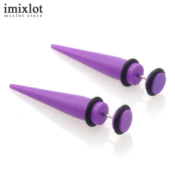 D Purple Imixlot, 2 шт., модные серьги-гвоздики, заклепки, шпилька, нержавеющая сталь, спираль, поддельные пирсинг, беруши, хрящи, трауги, пирсинг, 8 цветов - Окраска металла: D Purple