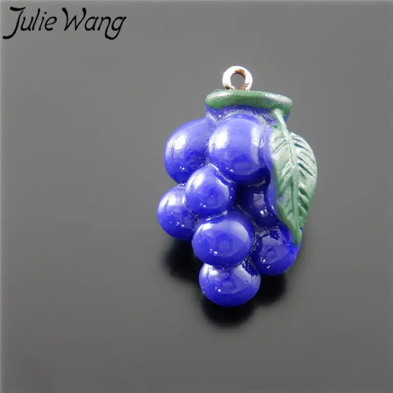 Julie Wang 5 шт. Смола фиолетовый виноград Фрукты Шарм Для Ожерелья Подвески Серьги
