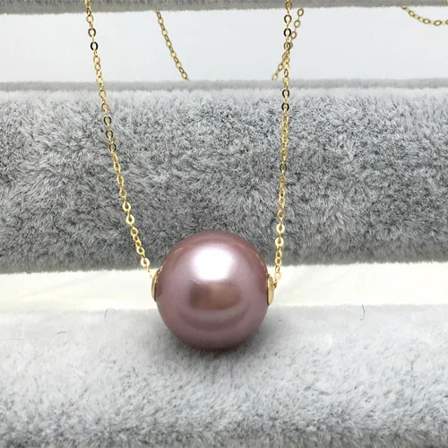 12MM Edison big natural pearl pendant single road pass necklace 18K gold clavicle chain | Украшения и аксессуары