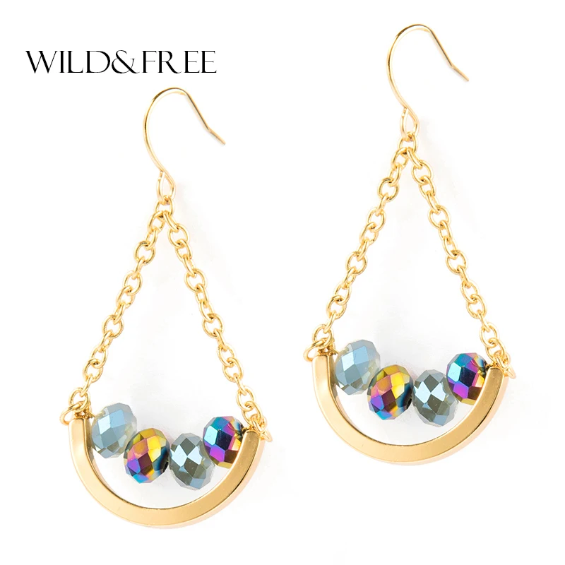Wild & Free Boho Стиль в виде капли воды длинные висячие серьги золотого Цвет полукруг