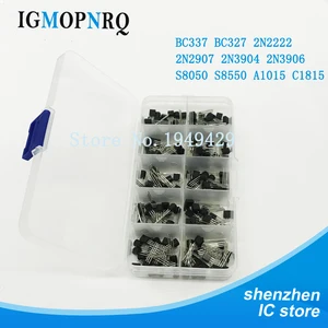 200PCS BC337 BC327 2N2222 2N2907 2N3904 2N3906 S8050 S8550 A1015 C1815 Transistor Assortment Kit 10value Transistors Box Pack