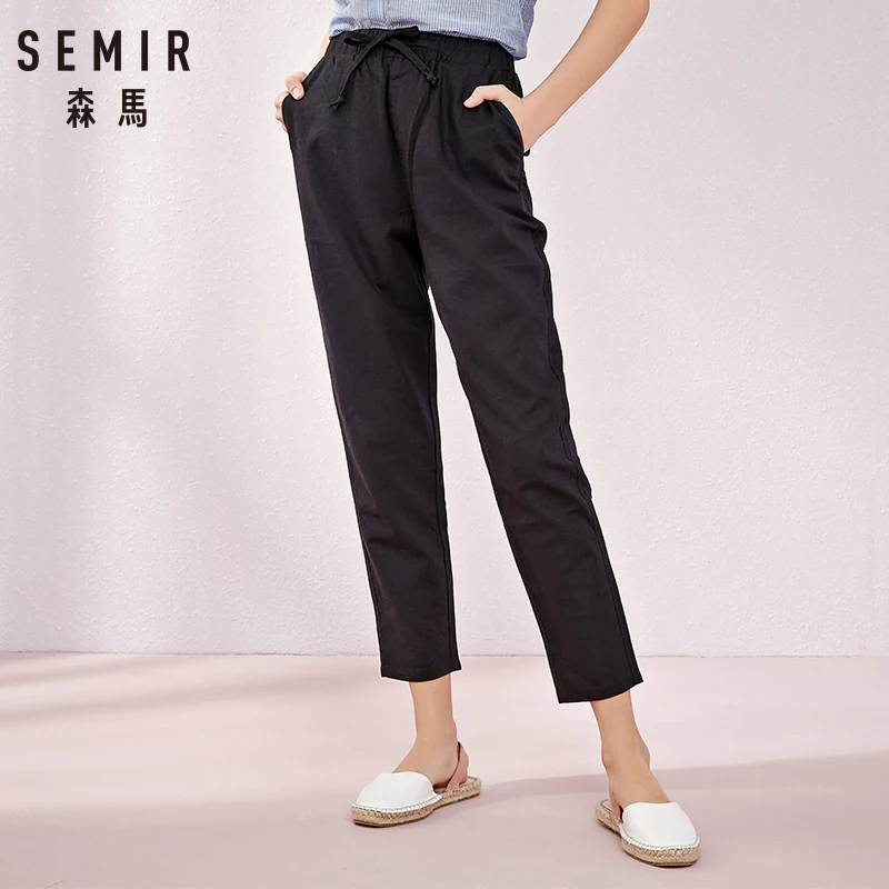 SEMIR летние новые повседневные брюки женские студенческие льняные в Корейском