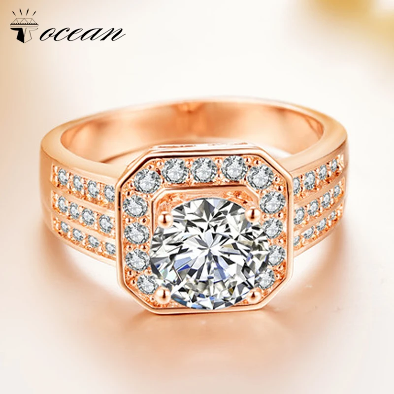 Tocean розовое золото Цвет Любовь кольцо для Для женщин квадратный Свадебные