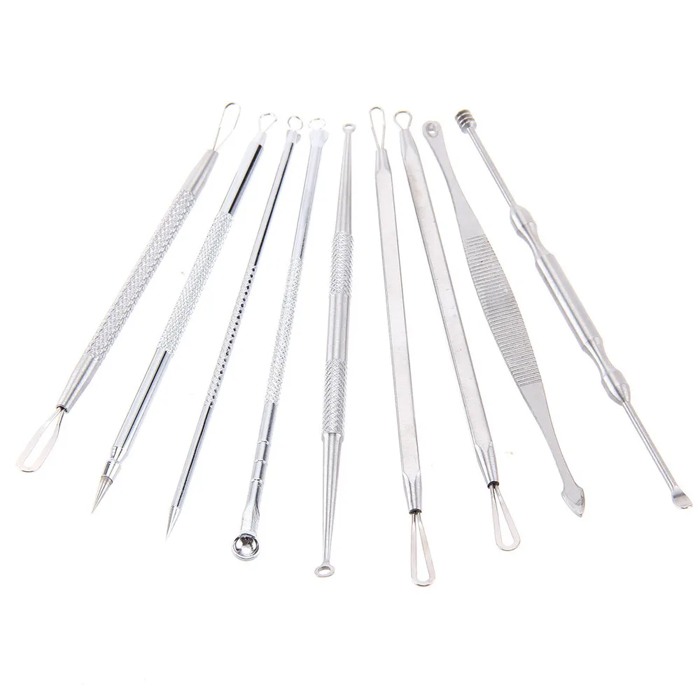 Девушка Женская мода 9 шт. угрей Remover Tool Kit Whitehead прыщ угревая сыпь поверхностьные