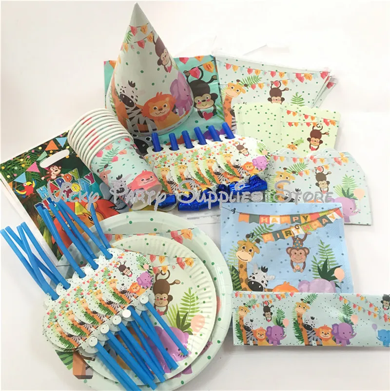 115pcs 115 шт./лот с героями мультфильма «Зоопарк» Животные набор одноразовой посуды тематические элементы джунгли вечерние платье на день рождения Baby Shower вечерние украшения свадебные принадлежности - Цвет: 115pcs