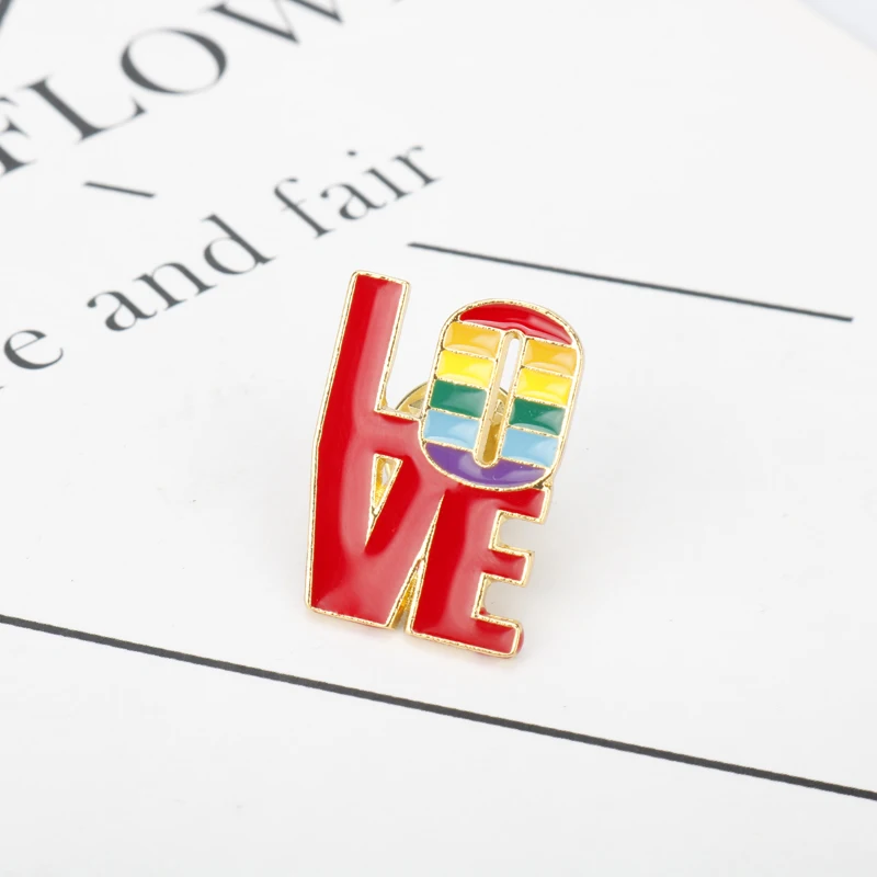 Women Men Lapel pin Brooch Rainbow Love Heart Brooches gay pride LGBT enamel Jewelry broche | Украшения и аксессуары