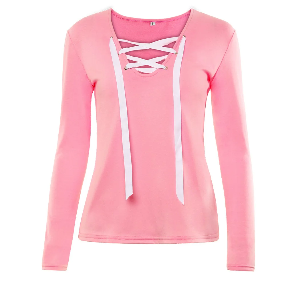 Женская трикотажная футболка с V образным вырезом розовая/черная/армейская