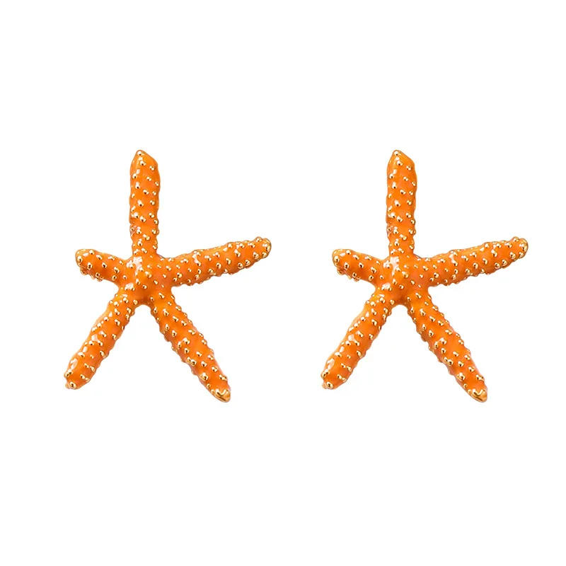 Starfish Stud Earrings Beautiful Sea Stars Earring Bohemian For Women Metal Imitation Marine Life Jewelry | Украшения и