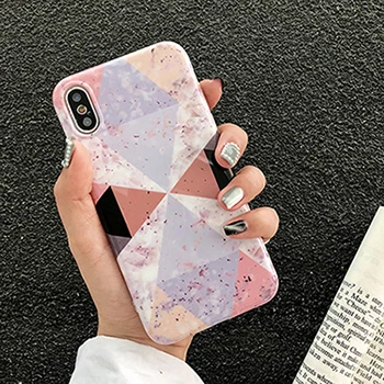 a LOVECOM мраморный чехол для телефона для iPhone 11 Pro Max XS Max XR XS 6 6S 7 8 Plus X геометрический треугольник мягкий IMD чехол для телефона подарки - Цвет: a