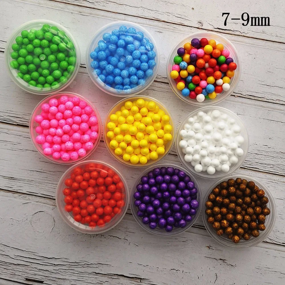 

6 Boxes 7-9mm Polystyrene Styrofoam Slime Box Foam Beads Snow Mud Particles Accessories Decorative Balls DIY Craft Supplies TOYS